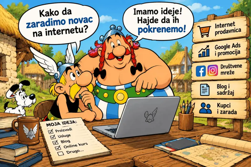 Duhovita ilustracija o pokretanju online posla i zaradi na internetu